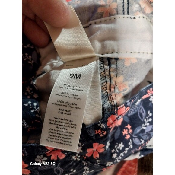 Osh Kosh Girls Blue Floral Overalls (Size: 9M) - Picture 5 of 5